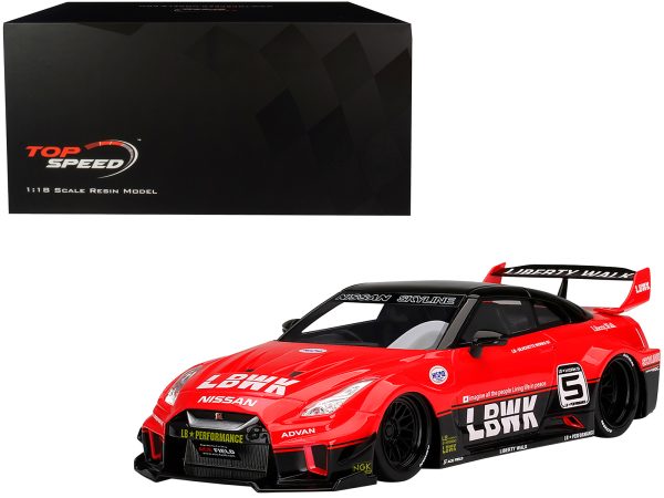 Nissan 35GT-RR Ver.1 LB-Silhouette Works GT #5 RHD (Right Hand Drive) LBWK Red and Black 1/18 Model Car by Top Speed - Image 4