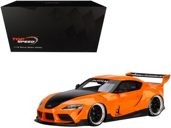 Toyota Pandem GR Supra V1.0 Orange with Black Hood 1/18 Model Car by Top Speed - Image 3