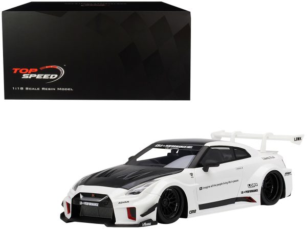Nissan 35GT-RR Ver. 2 LB-Silhouette Works GT RHD (Right Hand Drive) White with Black Hood and Top 1/18 Model Car by Top Speed - Image 3