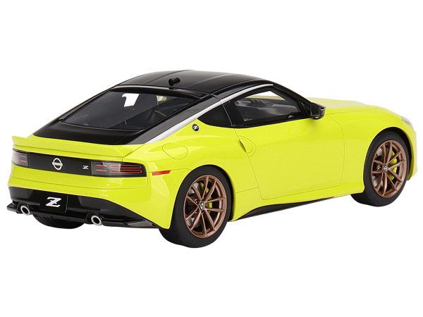 2023 Nissan Z Proto Spec Ikazuchi Yellow with Black Top 1/18 Model Car by Top Speed - Image 2