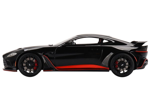 Aston Martin V12 Vantage RHD (Right Hand Drive) Jet Black with Red Accents 1/18 Model Car by Top Speed - Image 4