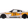 Nissan LB-Silhouette WORKS GT 35GT-RR Ver.1 RHD (Right Hand Drive) #23 White with Yellow Stripes "LB Racing" 1/18 Model Car by Top Speed - Image 2
