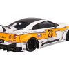 Nissan LB-Silhouette WORKS GT 35GT-RR Ver.1 RHD (Right Hand Drive) #23 White with Yellow Stripes "LB Racing" 1/18 Model Car by Top Speed - Image 3