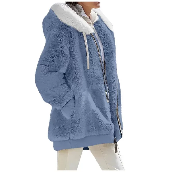 Winter Fashion Women's Coat New Casual Hooded Zipper Ladies Clothes Cashmere Autumn Women Fleece Jacket Solid Color Ladies Coats - Image 6