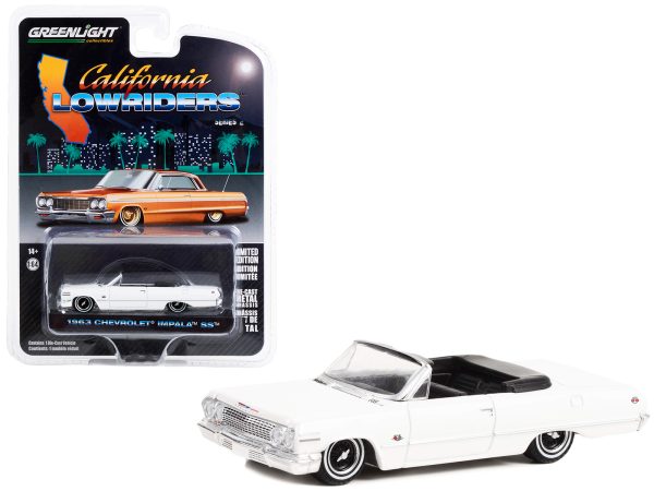 1963 Chevrolet Impala SS Convertible White "California Lowriders" Series 2 1/64 Diecast Model Car by Greenlight