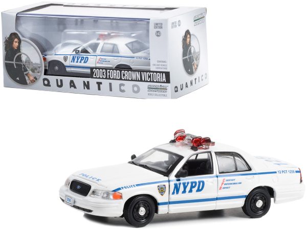 2003 Ford Crown Victoria Police Interceptor NYPD (New York City Police Dept) White "Quantico" (2015-2018) TV Series 1/43 Diecast Model Car by Greenlight - Image 2