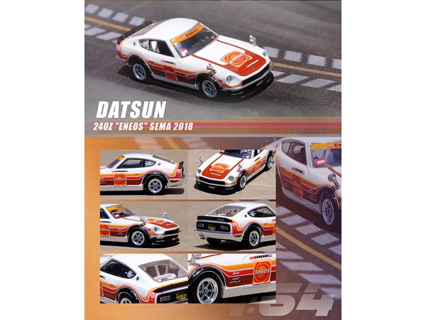 Datsun 240Z White with Stripes "Eneos" SEMA (2018) 1/64 Diecast Model Car by Inno Models - Image 2