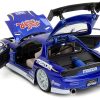1993 Mazda RX-7 Candy Blue Metallic with Graphics and Chun-Li Diecast Figure "Street Fighter" Video Game "Anime Hollywood Rides" Series 1/24 Diecast Model Car by Jada - Image 3