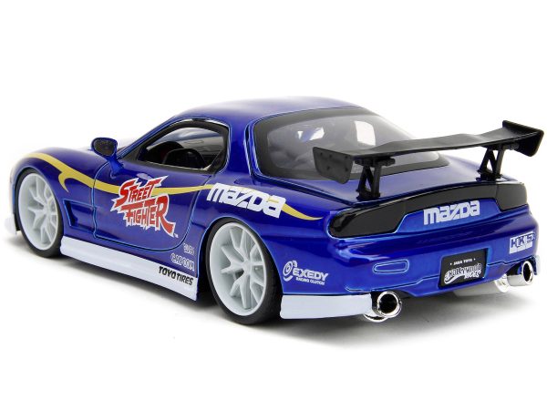 1993 Mazda RX-7 Candy Blue Metallic with Graphics and Chun-Li Diecast Figure "Street Fighter" Video Game "Anime Hollywood Rides" Series 1/24 Diecast Model Car by Jada - Image 2