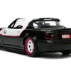 1990 Mazda Miata Black and White with Graphics and Ghost Spider Diecast Figure "Spider-Man" "Marvel" Series 1/32 Diecast Model Car by Jada