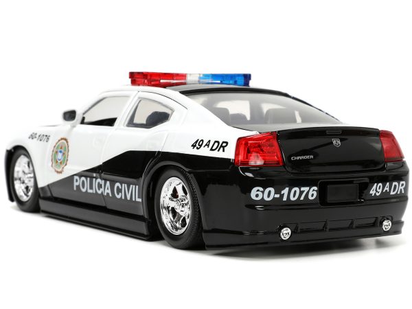 2006 Dodge Charger Police Black and White "Policia Civil" "Fast & Furious" Series 1/24 Diecast Model Car by Jada - Image 2