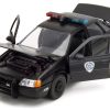 Ford Taurus OCP Matt Black "Detroit Police" and Robocop Diecast Figure 35th Anniversary "Robocop" (1987) Movie "Hollywood Rides" Series 1/24 Diecast Model Car by Jada - Image 3
