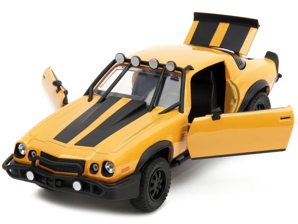 1977 Chevrolet Camaro Off-Road Version "Bumblebee" Yellow Metallic with Black Stripes and Transformers Logo Diecast Statue "Transformers: Rise of the Beasts" (2023) Movie "Hollywood Rides" Series 1/24 Diecast Model Car by Jada - Image 2