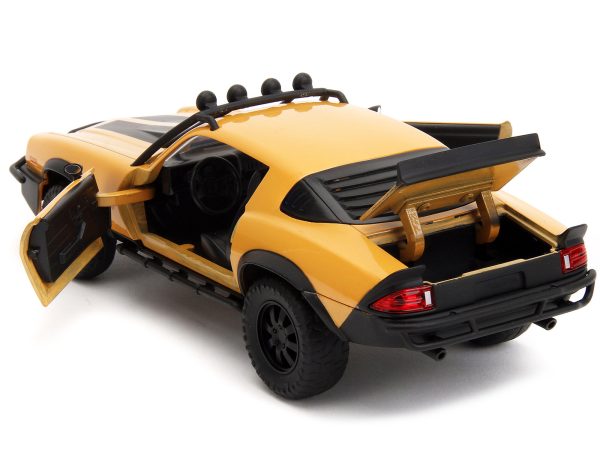 1977 Chevrolet Camaro Off-Road Version "Bumblebee" Yellow Metallic with Black Stripes and Transformers Logo Diecast Statue "Transformers: Rise of the Beasts" (2023) Movie "Hollywood Rides" Series 1/24 Diecast Model Car by Jada - Image 4