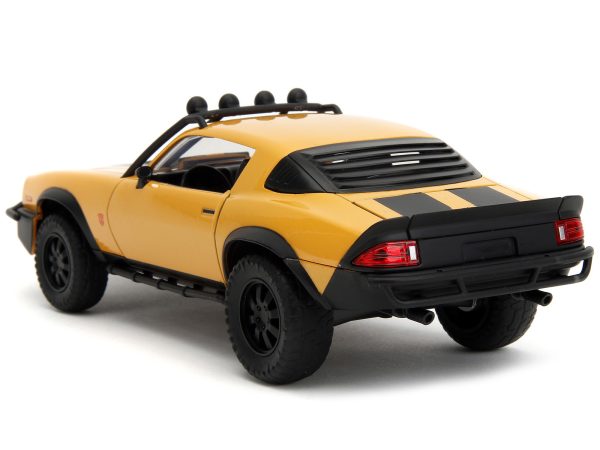 1977 Chevrolet Camaro Off-Road Version "Bumblebee" Yellow Metallic with Black Stripes and Transformers Logo Diecast Statue "Transformers: Rise of the Beasts" (2023) Movie "Hollywood Rides" Series 1/24 Diecast Model Car by Jada - Image 3
