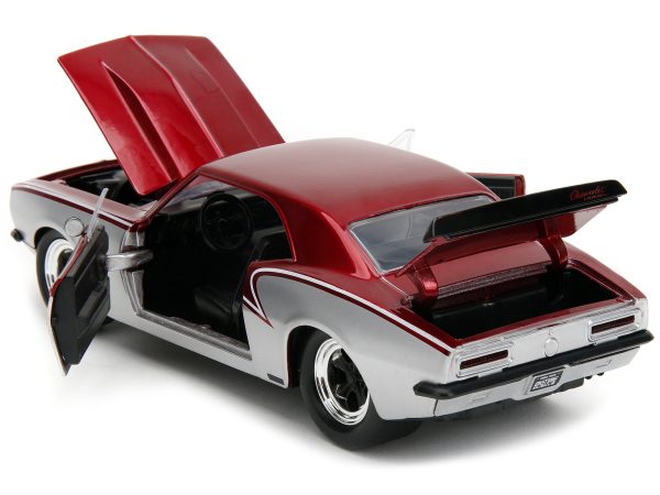 1967 Chevrolet Camaro Candy Red and Silver Metallic "Bigtime Muscle" Series 1/24 Diecast Model Car by Jada - Image 4