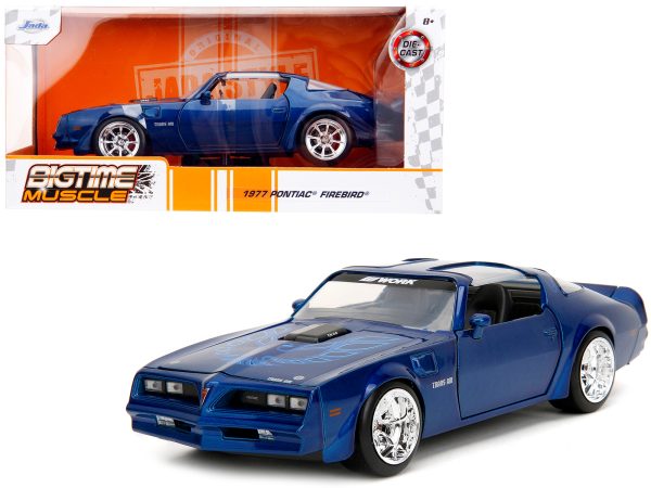 1977 Pontiac Firebird Trans Am Blue Metallic "Bigtime Muscle" Series 1/24 Diecast Model Car by Jada - Image 5
