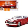 1971 Chevrolet Chevelle SS Candy Red with White Top White Stripes and White Interior "Bigtime Muscle" Series 1/24 Diecast Model Car by Jada - Image 5